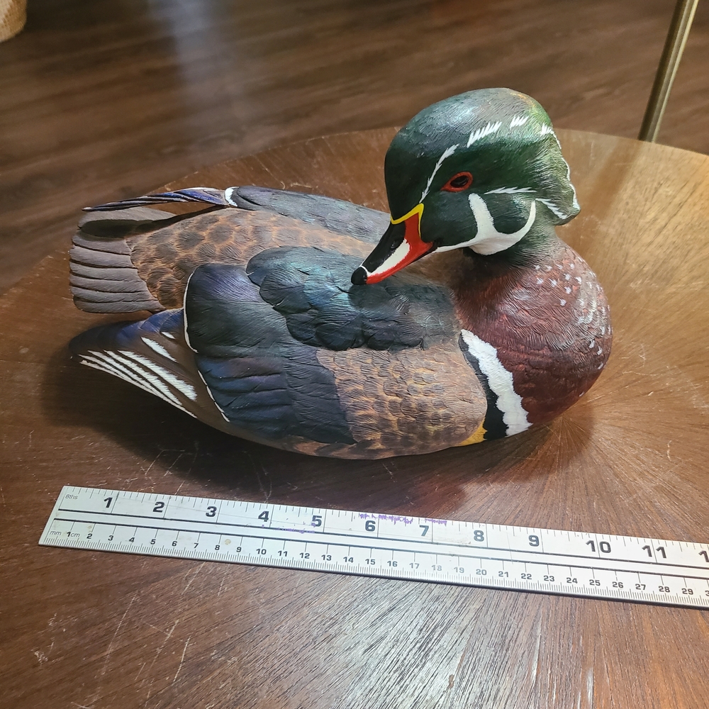 Hand-Painted Wood Duck Figurine in Green and Brown by Ducks Unlimited